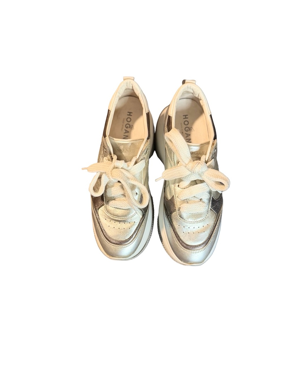 Hogan Women's Maxi I Active Platform Sneakers in Silver/Grey Leather 7.5-8 US